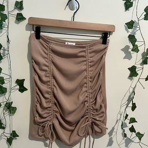 Princess Polly Rose Taupe Scrunched Formal Midi Skirt Size 8/M